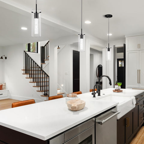 Esfos kitchen island pendant in brushed nickel finish for modern style
