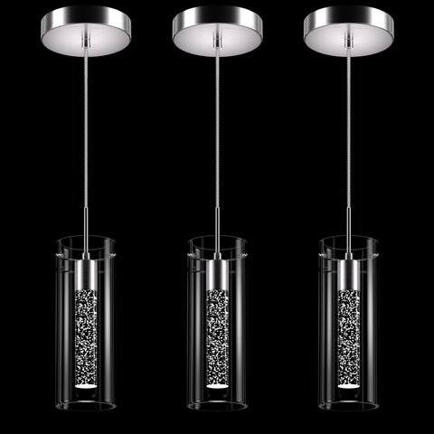 Esfos pendant ceiling light with bubble glass creates a modern kitchen ambiance.