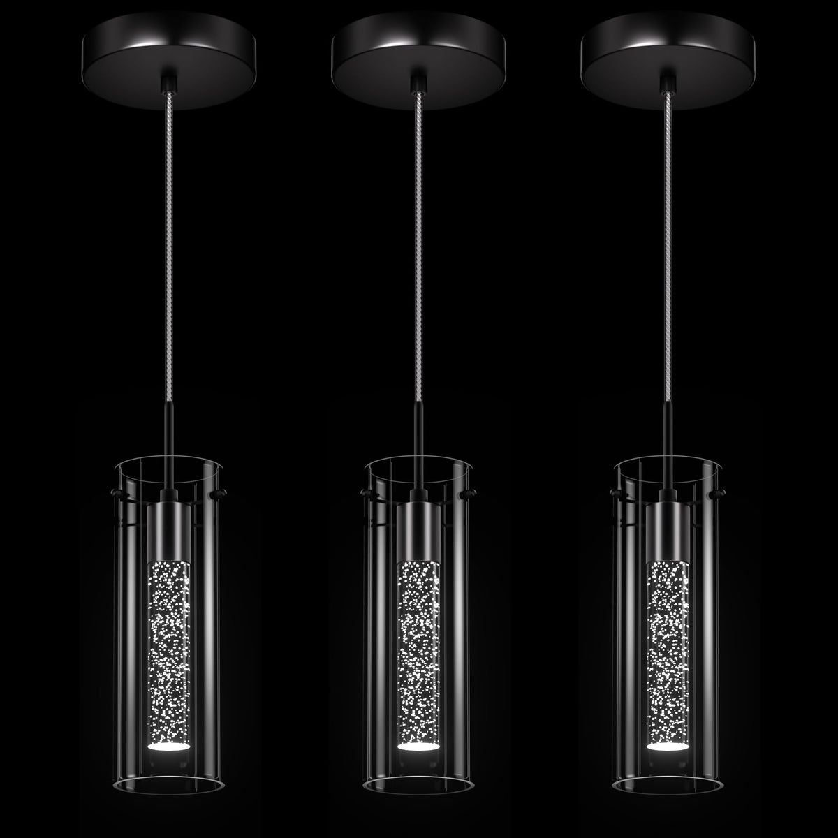 Esfos pendant light with crystal bubble glass for kitchen island lighting