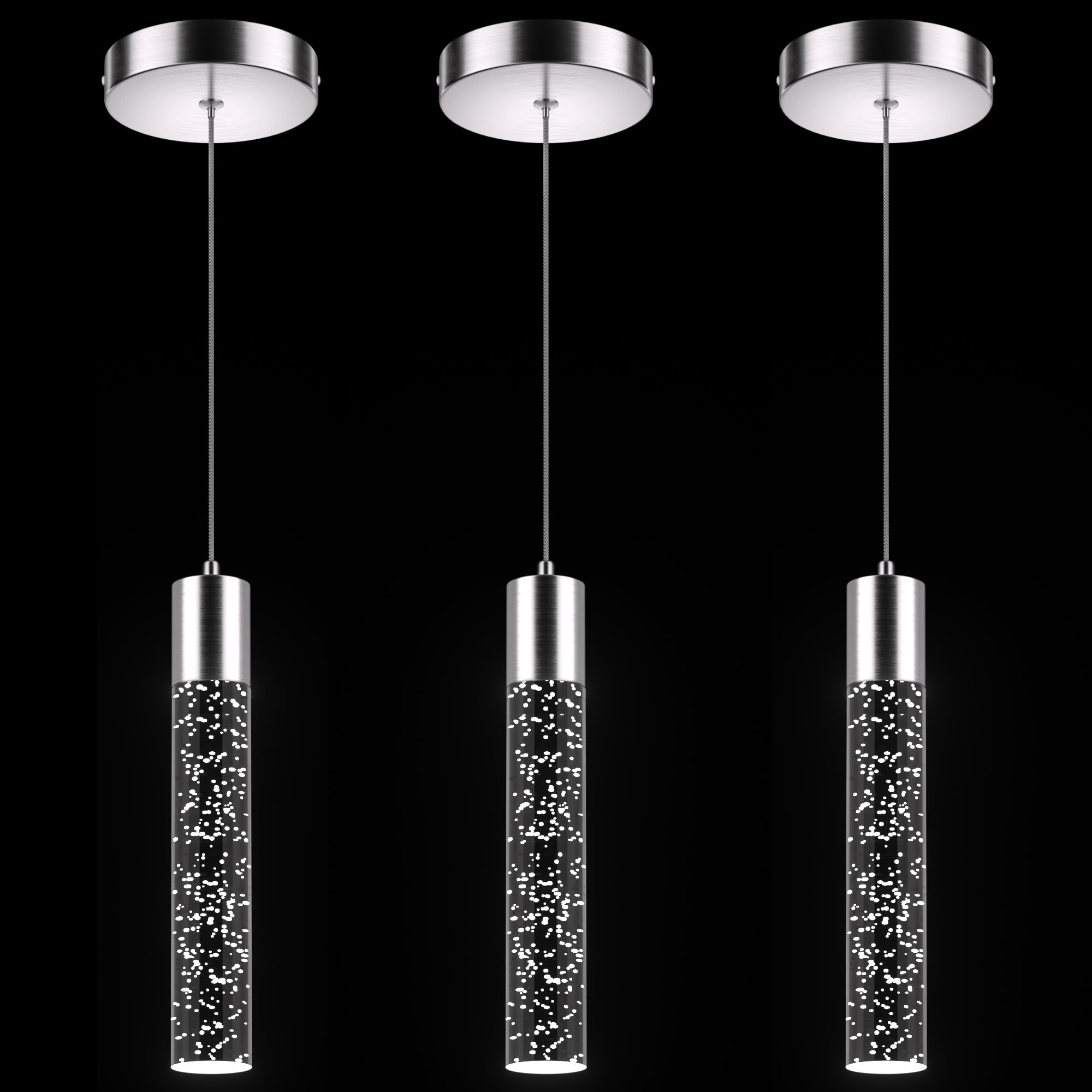 Esfos pendant lights 3-pack over kitchen island for a cohesive modern ambiance