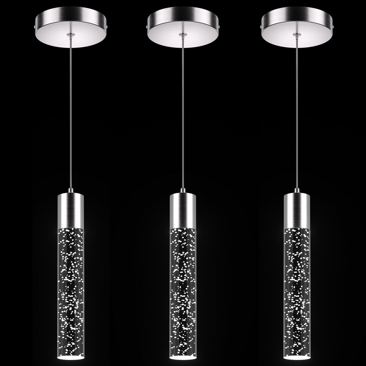 Esfos pendant lights 3-pack over kitchen island for a cohesive modern ambiance