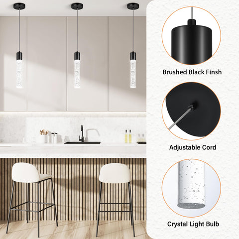 Esfos integrated-led pendant provides 6500K cool white light and efficient performance.
