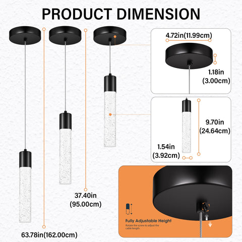 Esfos 9-7-height pendant creates a dramatic vertical accent.