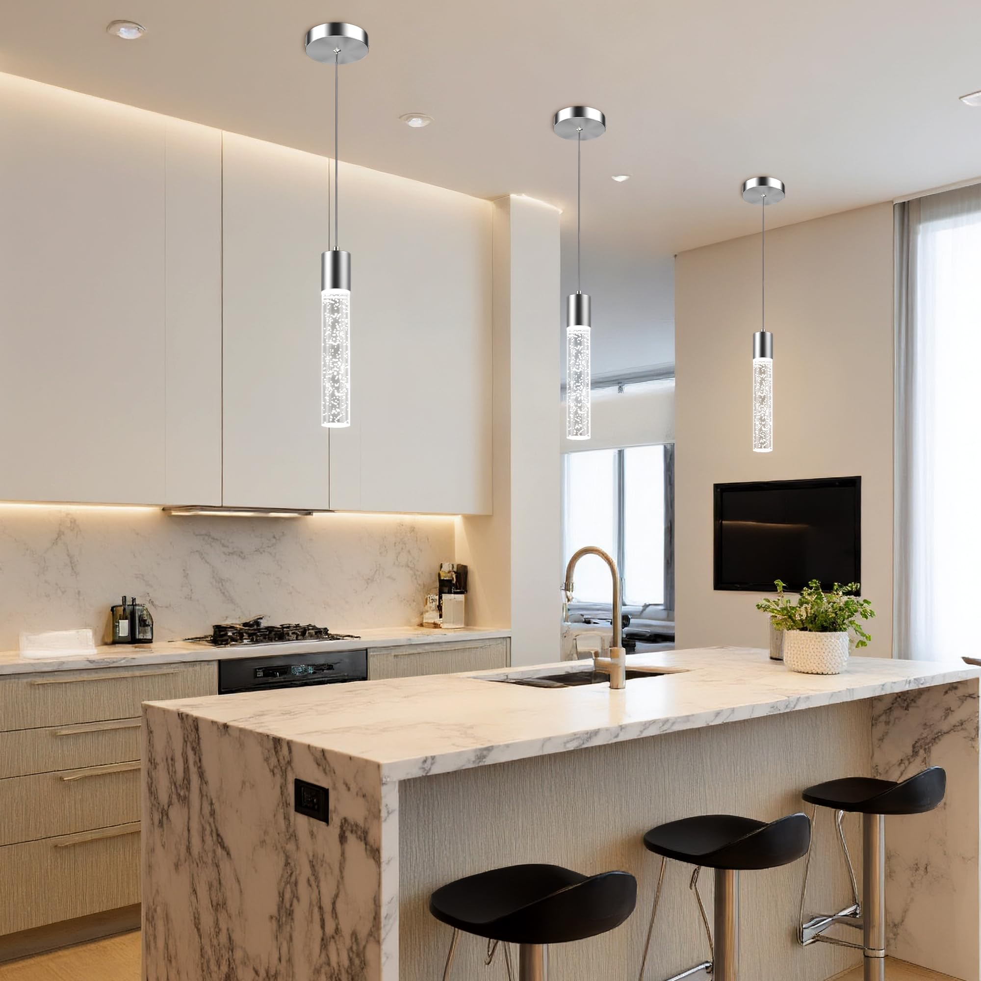 Esfos rust-resistant metal pendant maintains shine in busy kitchen environments