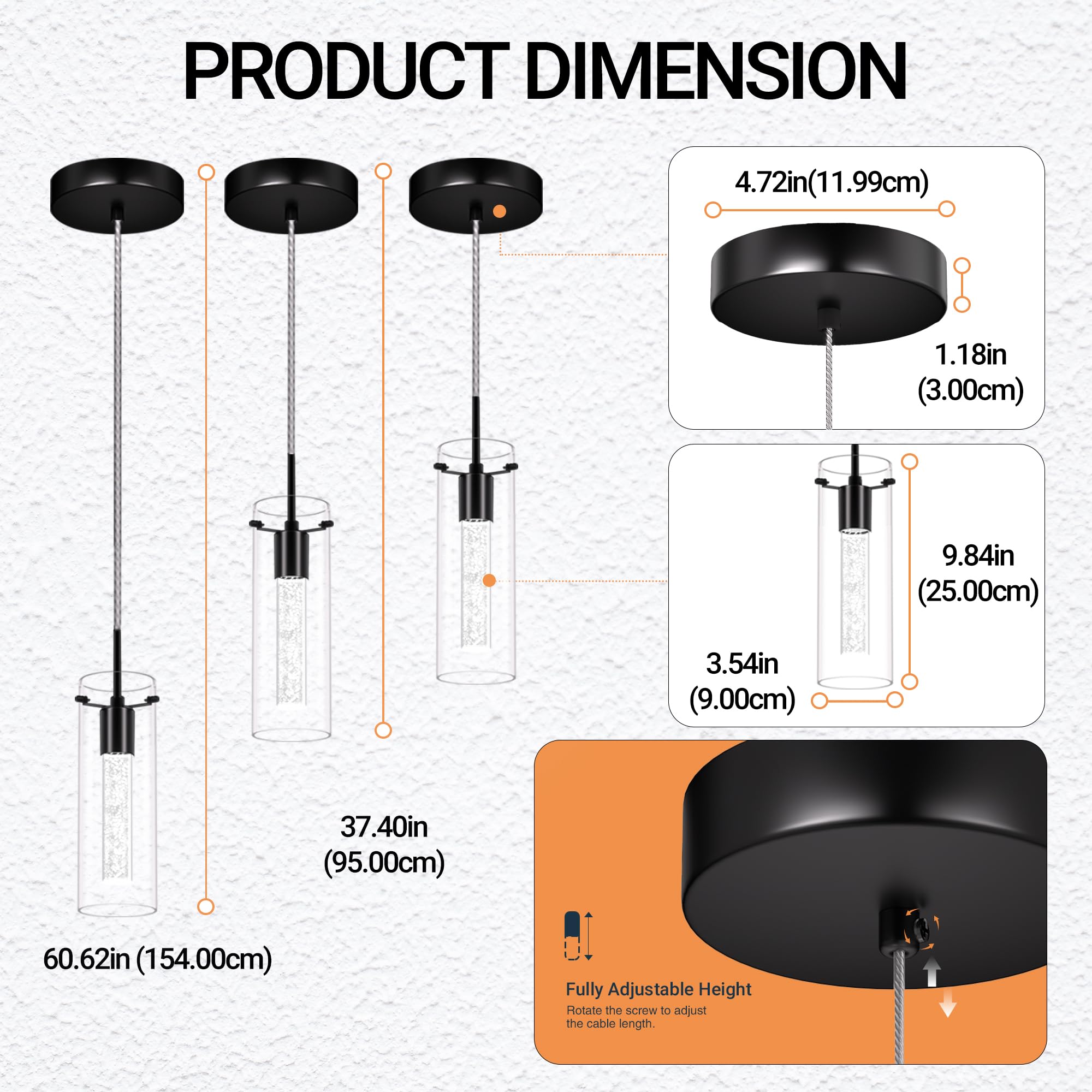 Esfos three-pack pendant lighting provides cohesive island and dining lighting