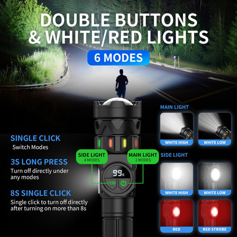 Esgofo 10000-lumen main LED with side COB enables versatile lighting modes.