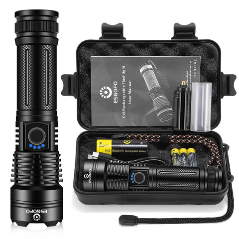 Esgofo flashlight 10000 lumens beam for long-range visibility on camping trips