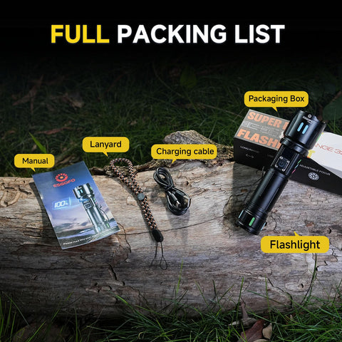 Esgofo flashlight ideal for camping, hiking, and home power outages.