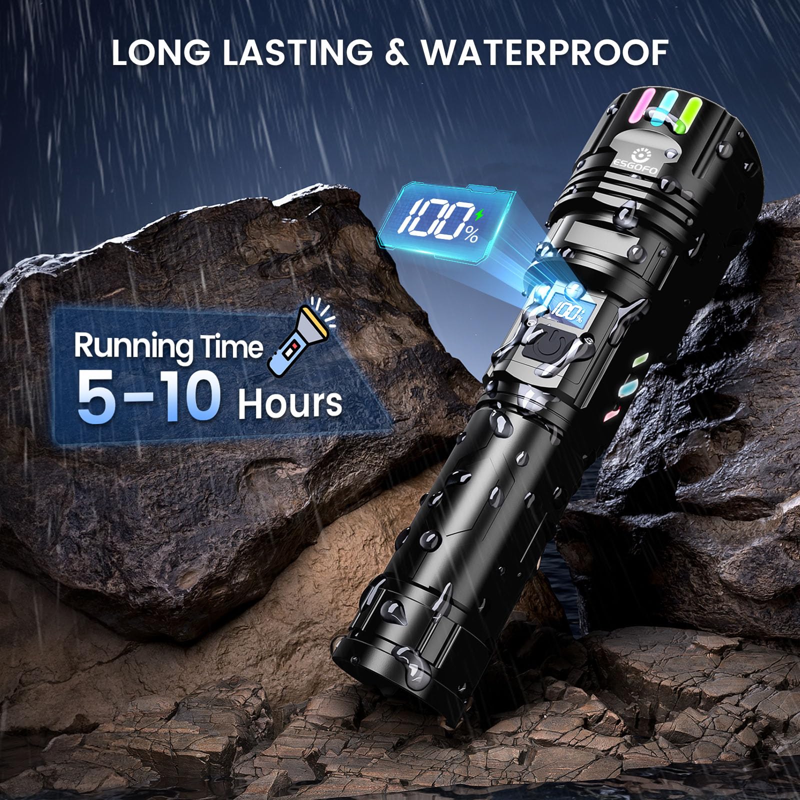 Esgofo Super Bright Flashlight luminous strip glows in dark colors