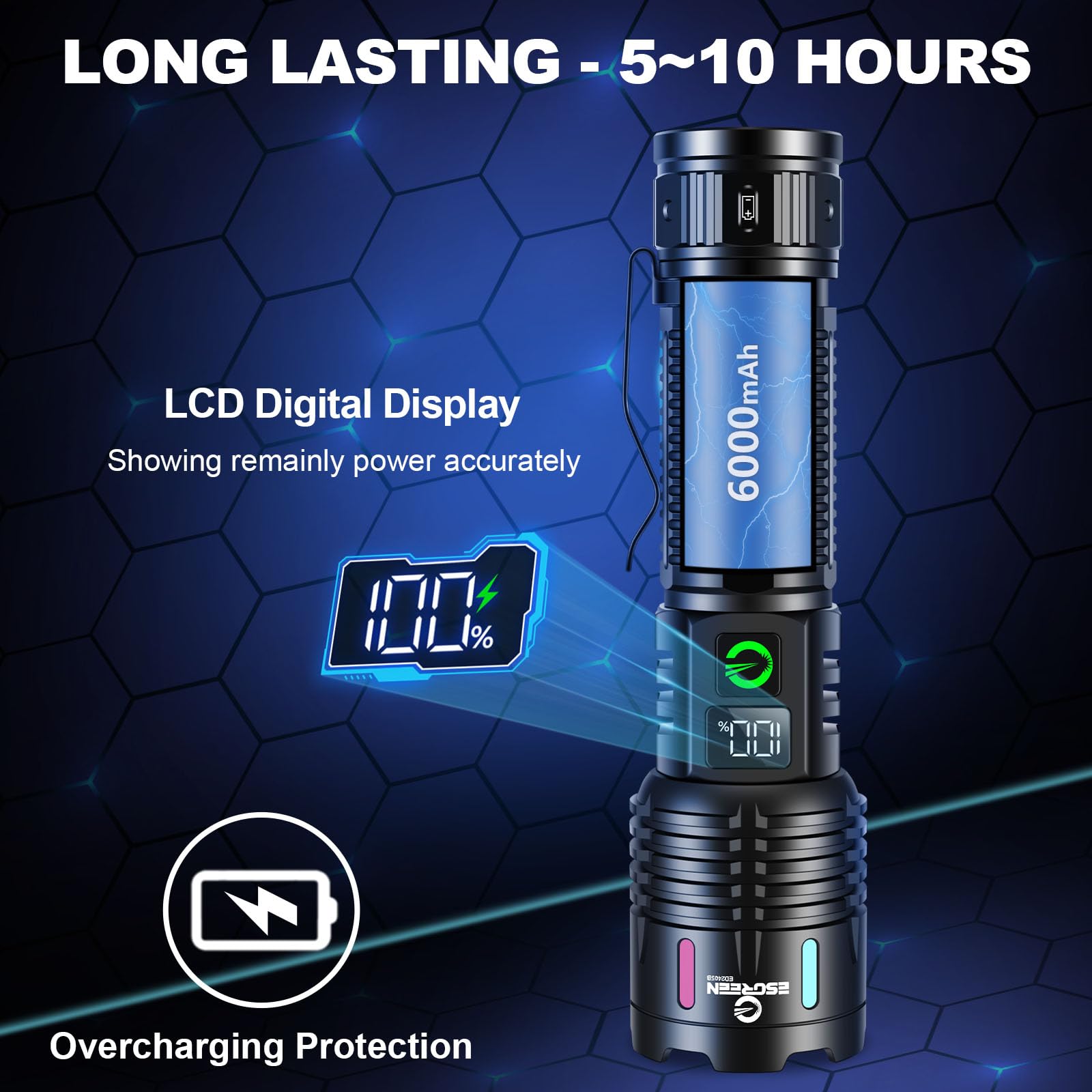 Suitable for camping and night hikes with a bright, adjustable beam