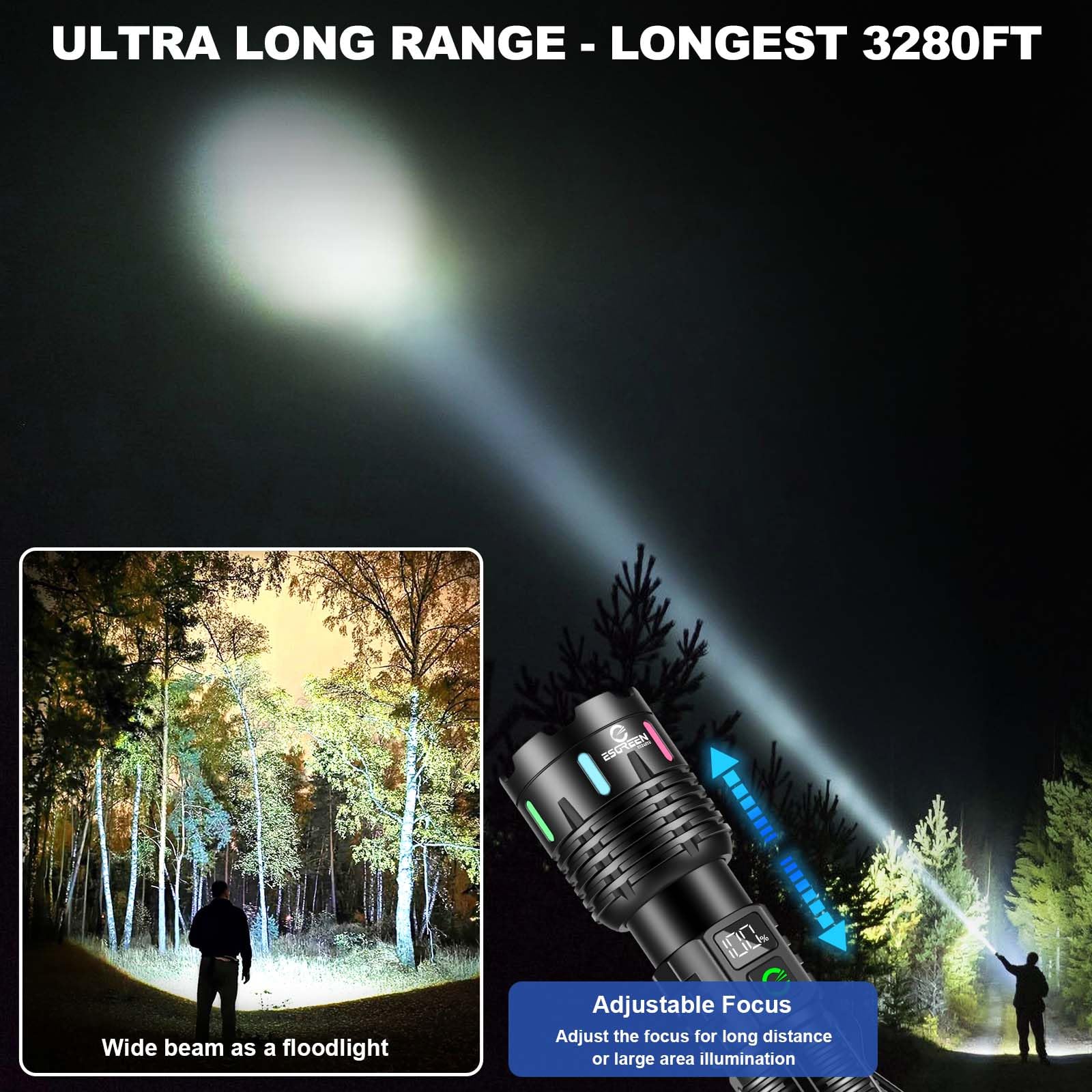 Rugged aluminum body is waterproof and drop-resistant for tough outdoor use