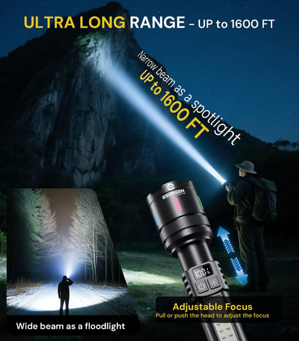 Esgreen LCD-display flashlight shows remaining power at a glance