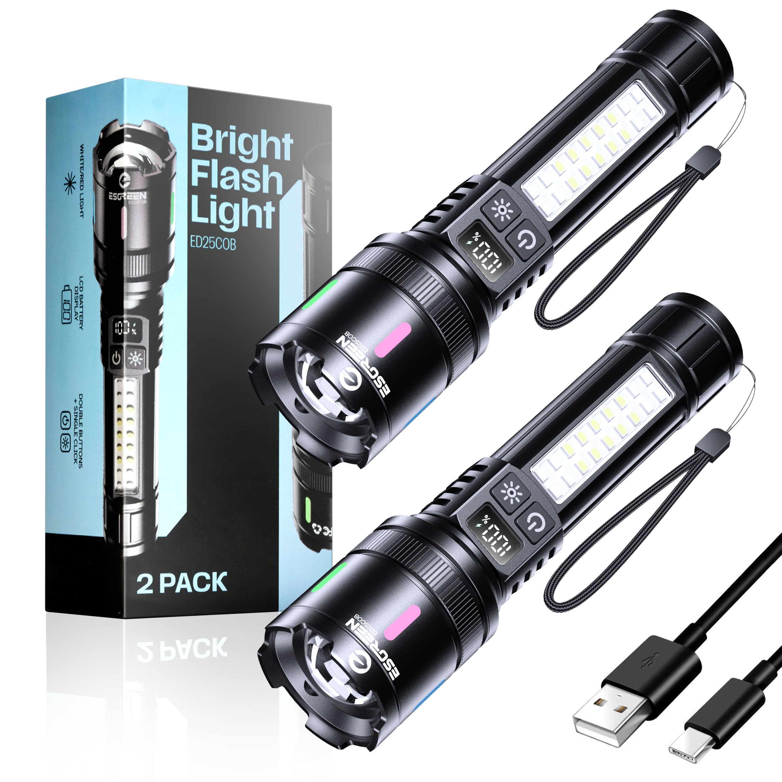 Esgreen LED flashlight with 10,000 lumens for long-range visibility on outdoor adventures
