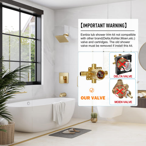 Esnbia 6-inch rain shower head brushed gold delivers spa-like cascade