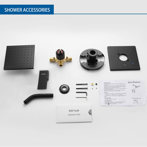 Esnbia 6 inch rain head and trim kit for cohesive bathroom upgrade.