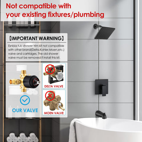 Esnbia matte black shower handle trim for modern bathroom look
