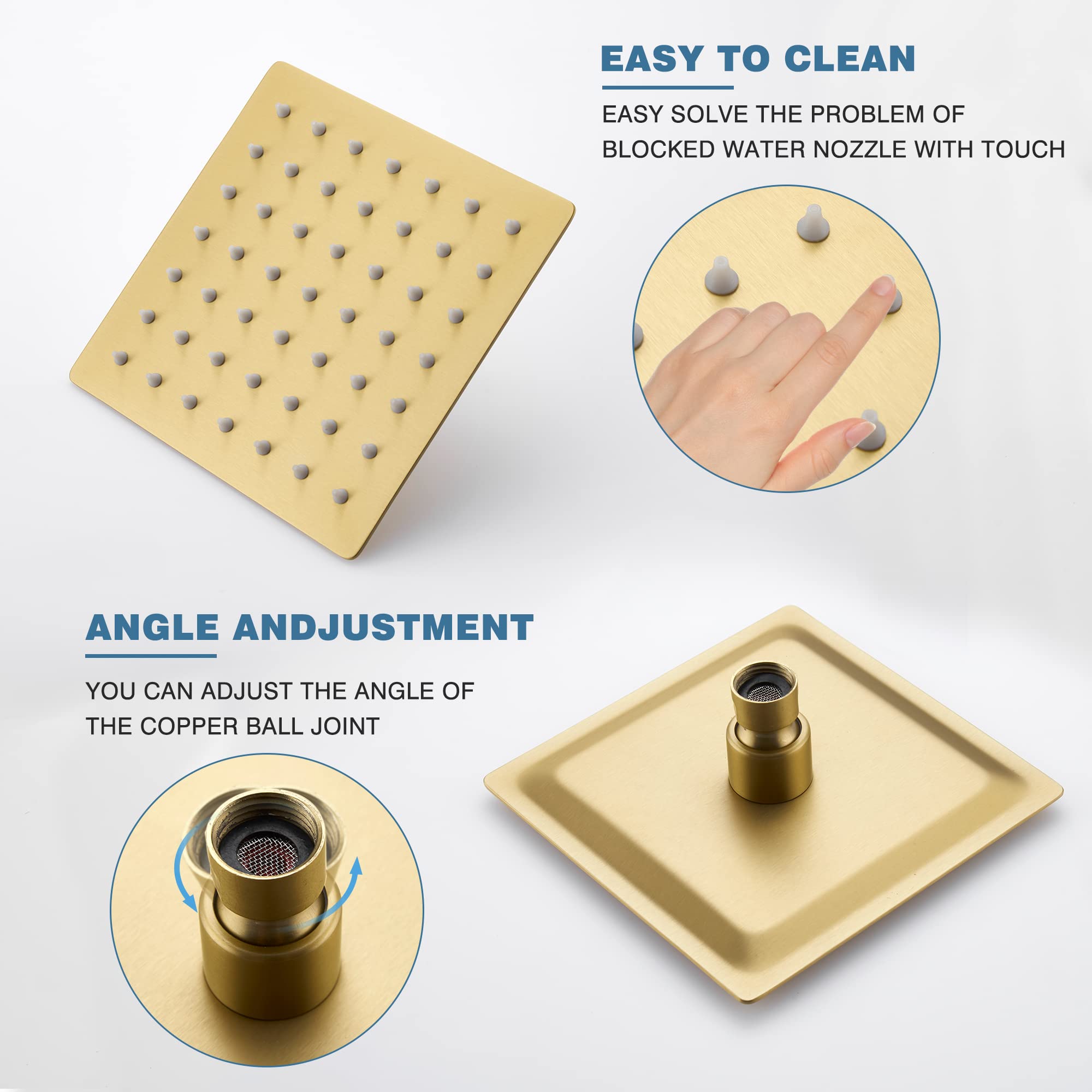 Esnbia shower arm brushed gold pairs with head for steady spray