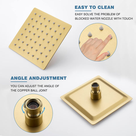 Esnbia shower arm brushed gold pairs with head for steady spray