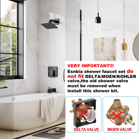 Esnbia shower arm delivering balanced water coverage