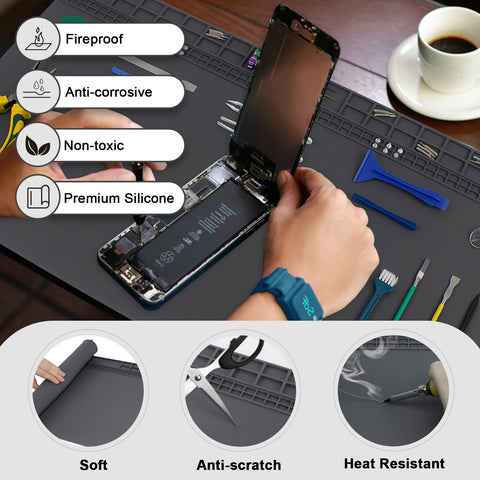 Esoldnic heat resistance detail up to 932°F for safe direct soldering on the mat.