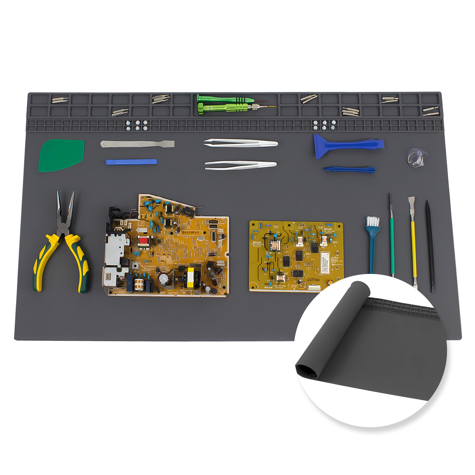 Esoldnic extra-large soldering mat showing expansive work surface for large electronics repairs.