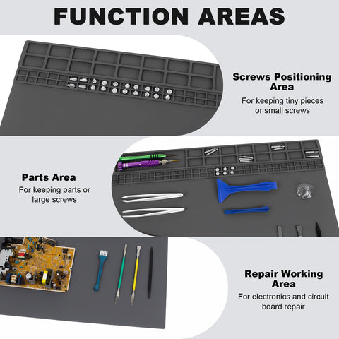Esoldnic mat highlighting 97 screw positions and 32 slots for organized components.