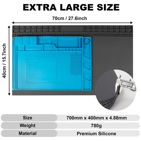 Esoldnic mat used for watches, phones, cameras and boards, illustrating versatile repairs.