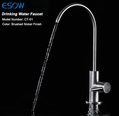 ESOW high-arch spout in brushed nickel offers ample sink clearance