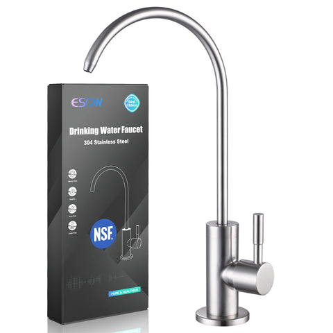 ESOW kitchen faucet brushed-nickel closeup shows durable lead-free SUS304 construction