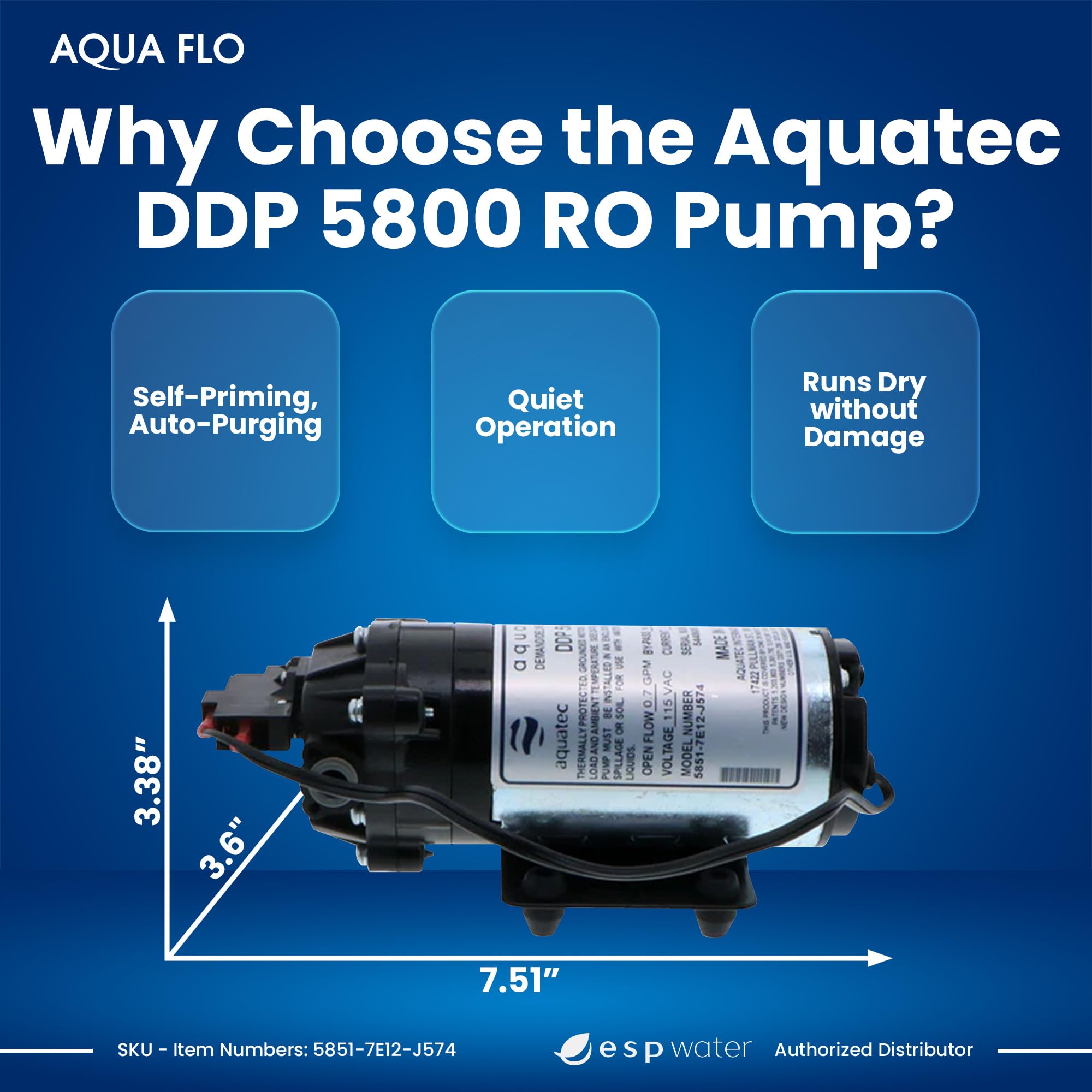 ESP Aquatec DDP 5800 side connectors for quick installation in RO setups