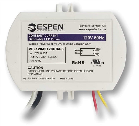 Espen VEL12045120HDA-3 LED driver with TRIAC dimming for reliable constant-current lighting