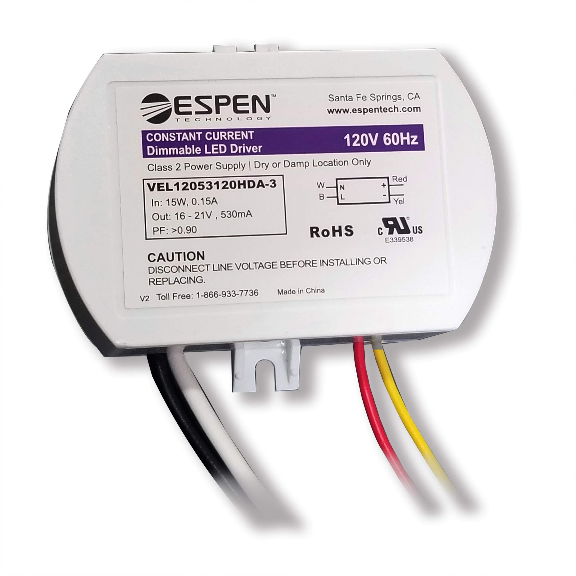Espen VEL12053120HDA-3 LED driver with TRIAC dimming for reliable LED brightness