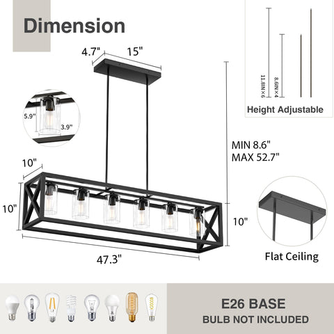 Espird 6-light kitchen island fixture brightens meals and conversations.