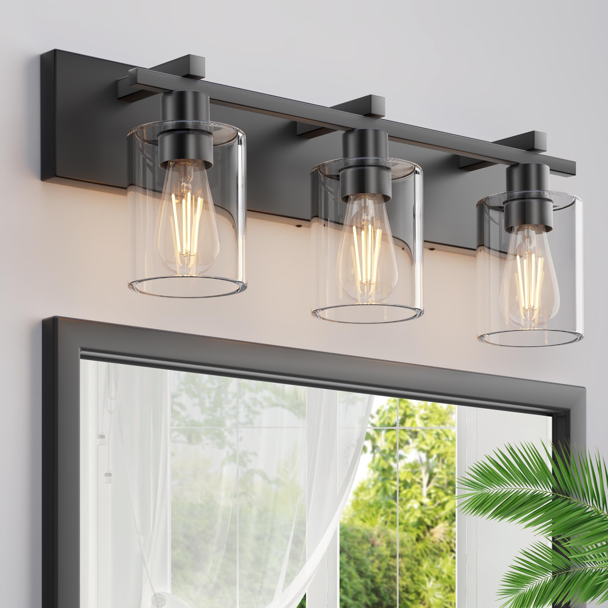 Espird bathroom vanity light—front view with matte black finish for a modern look.