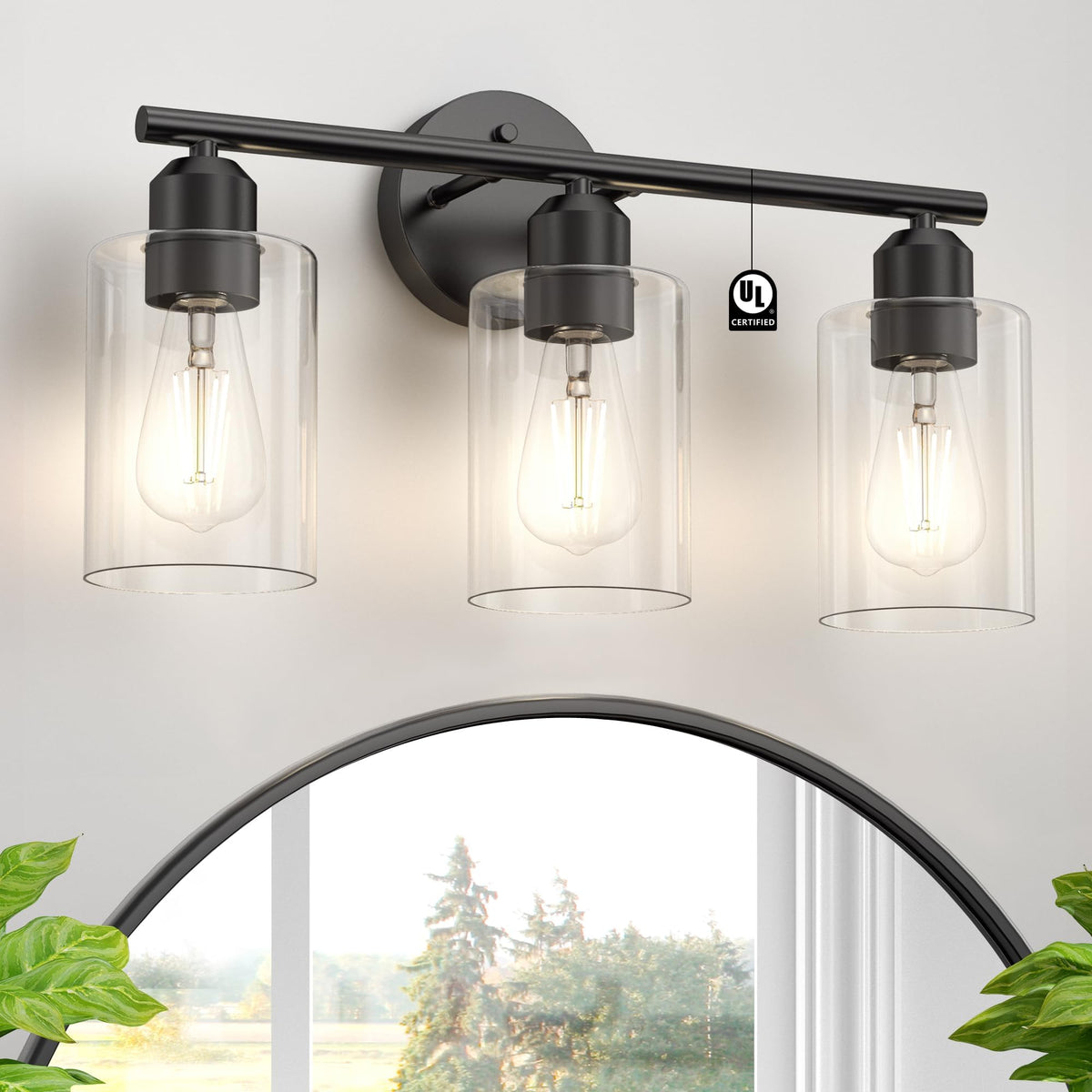 Espird three-light vanity fixture over mirror for modern bathroom illumination