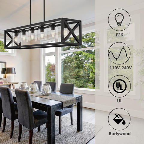 Espird black dining room light with ceramic base resists heat.