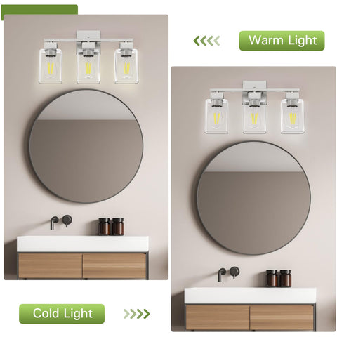 Espird Brush Nickel vanity light 3-light fixture brightens bathrooms and powder rooms.