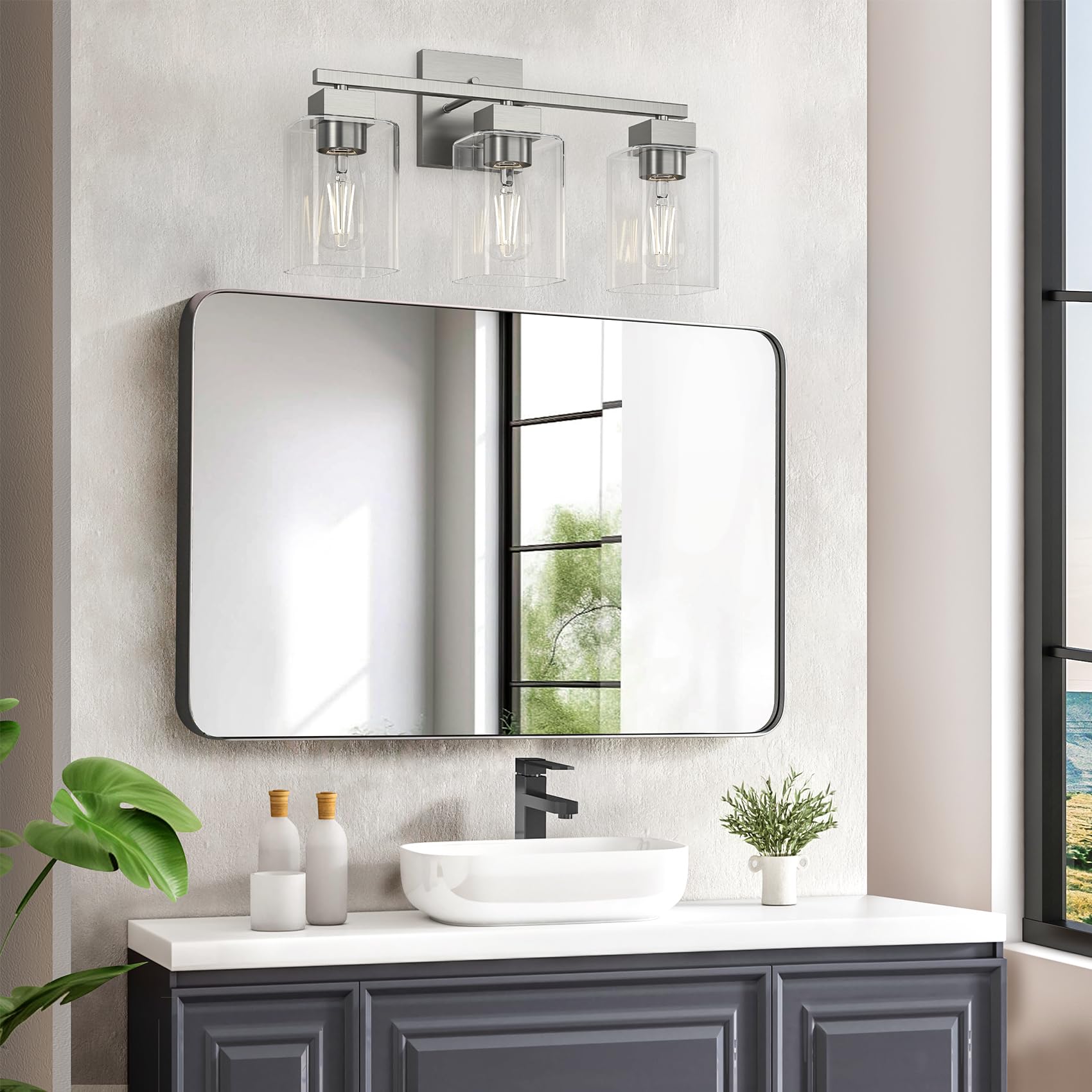 Espird vanity light compatible with LED, CFL, and incandescent bulbs via E26 base.