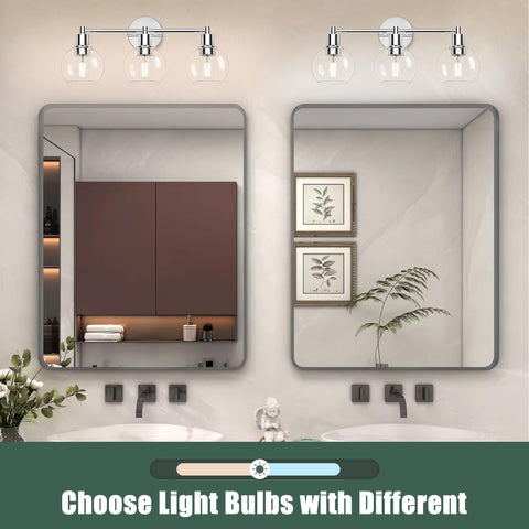 Espird chrome globe lampshade vanity light designed for durable bathroom use.