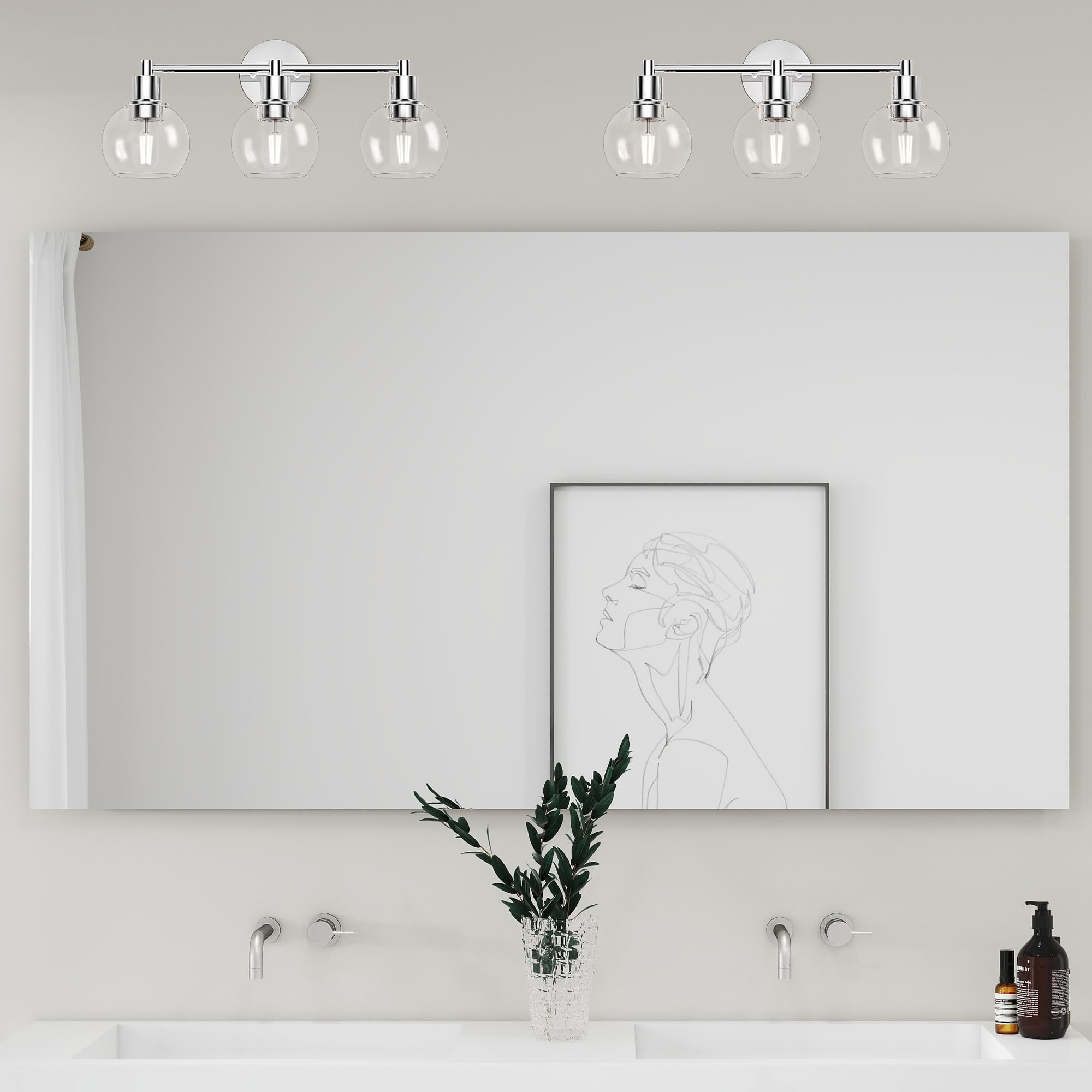 Espird dimmable vanity fixture compatible with LED and incandescent bulbs.