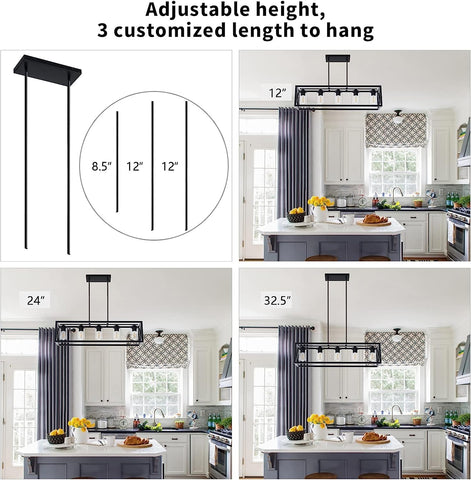 Espird farmhouse dining light rectangle shade highlighting modern farmhouse style