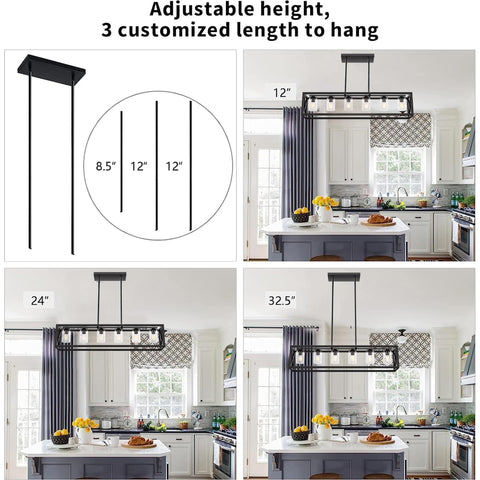 Espird height-adjustable chandelier adapts to table or island.