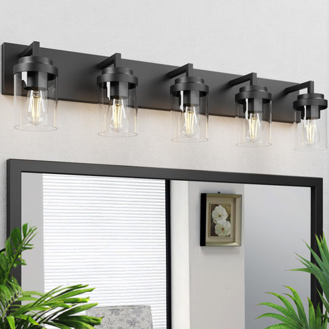 Espird Modern 5-Light vanity light with clear glass shade for bright bathroom illumination