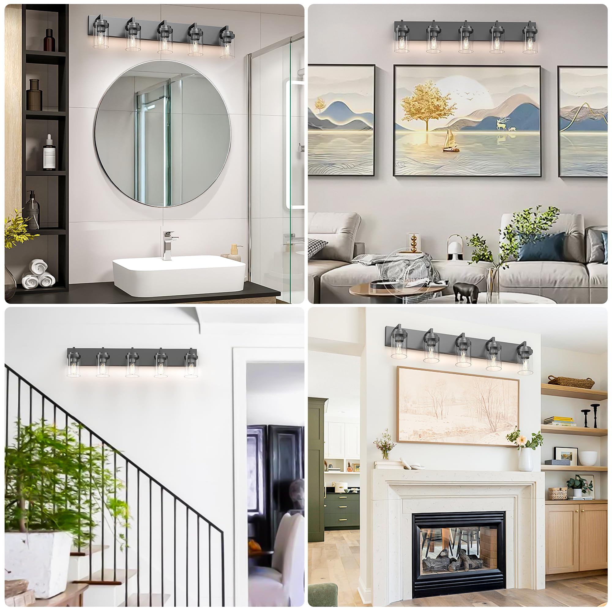 Espird 5-Light vanity light enhancing contemporary bathroom aesthetics