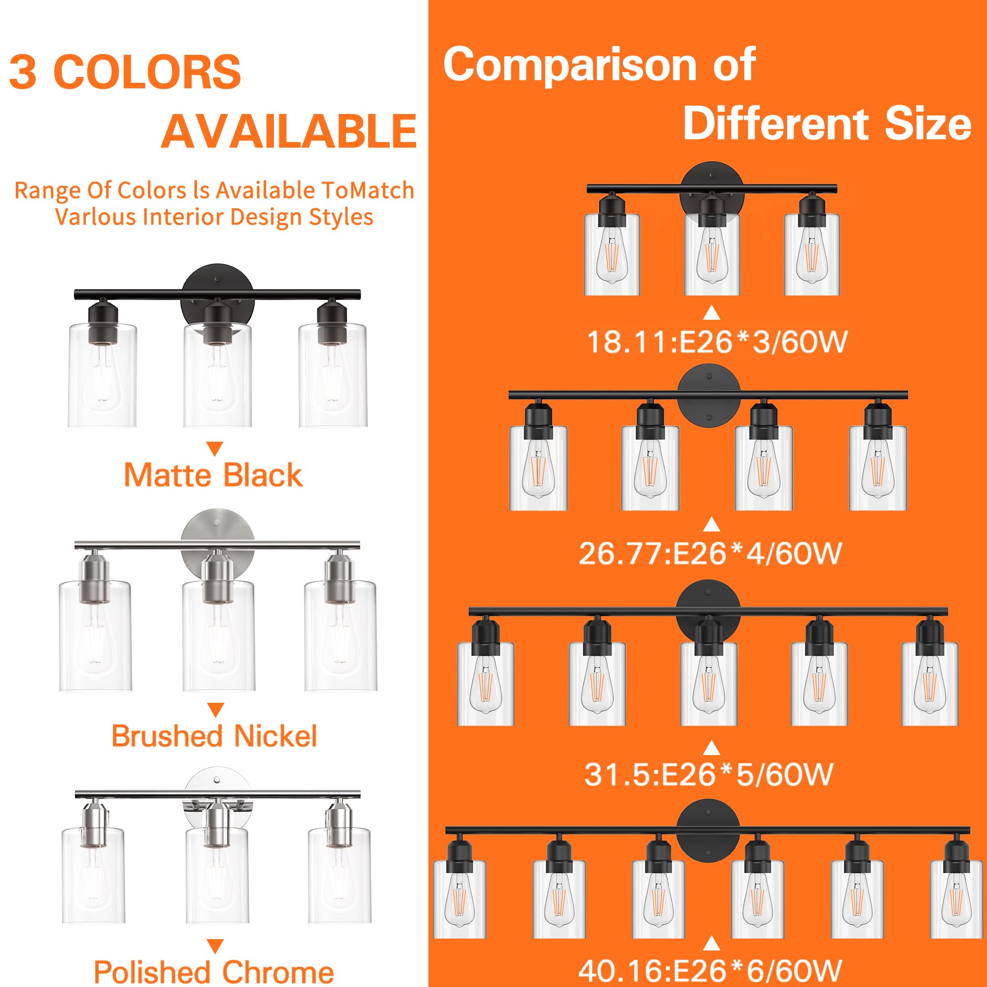 Espird quick install bathroom light with included hardware