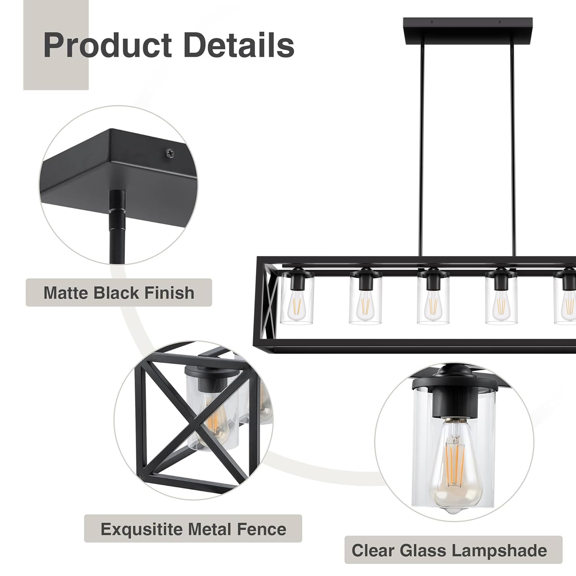 Espird thickened metal chandelier delivers durable farmhouse style.