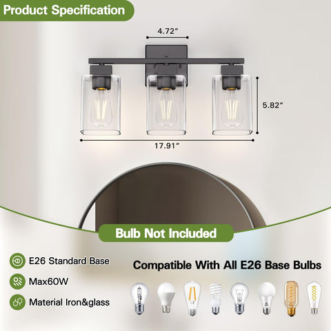 Espird vanity light compatible with E26 bulbs for flexible options.