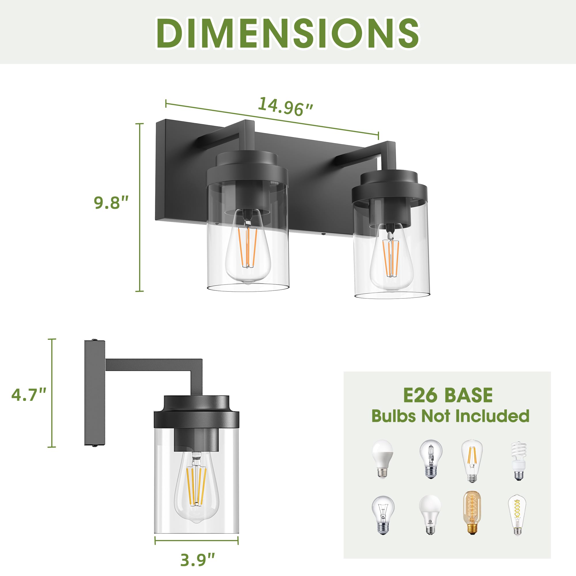 Espird clear glass shade vanity light adds sparkle and elegance.