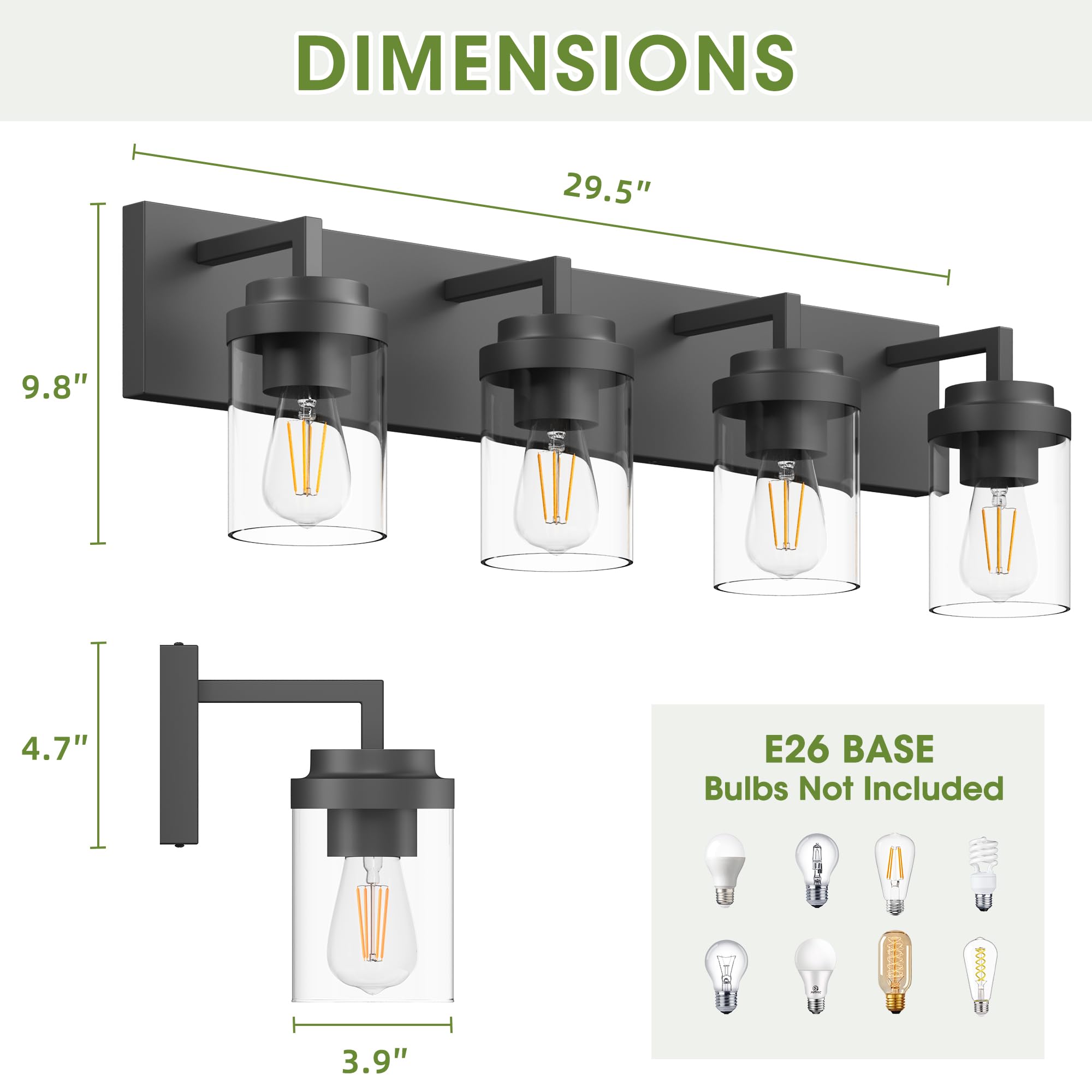 Espird vanity light with clear glass shades for bright, diffused illumination.
