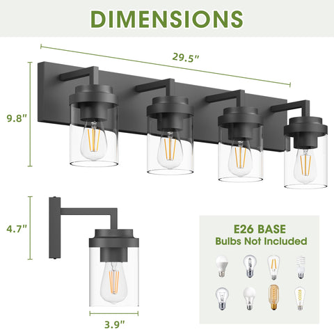 Espird vanity light with clear glass shades for bright, diffused illumination.